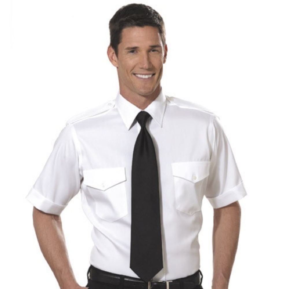 Van Heusen White The Aviator Pilot Short Sleeve Dress Shirt Size 16 1/2 Tall